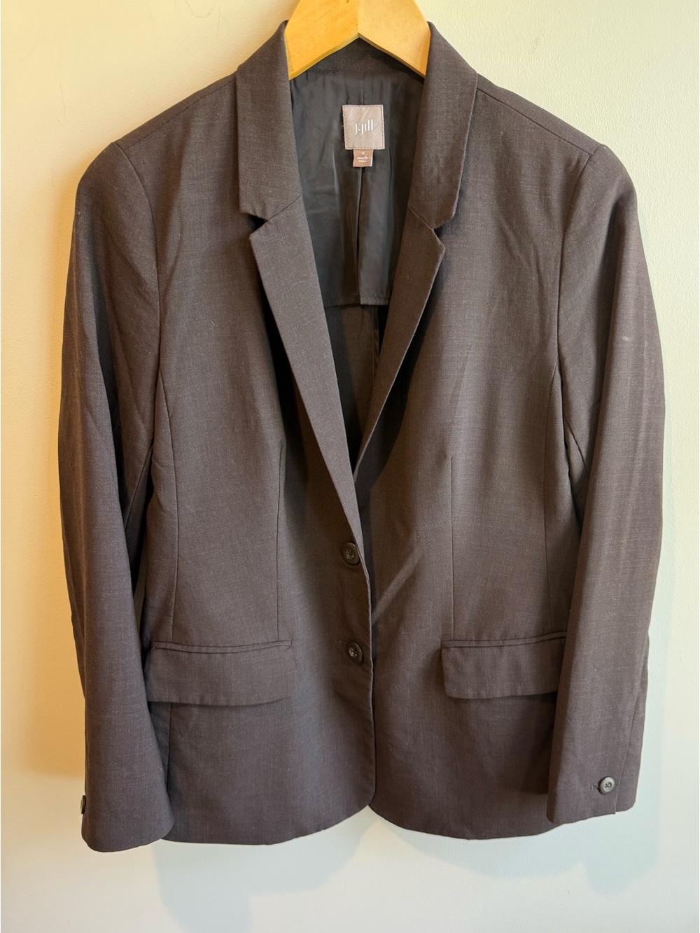 J. Jill Chocolate Brown 100% Wool Lightweight Blazer, size 8